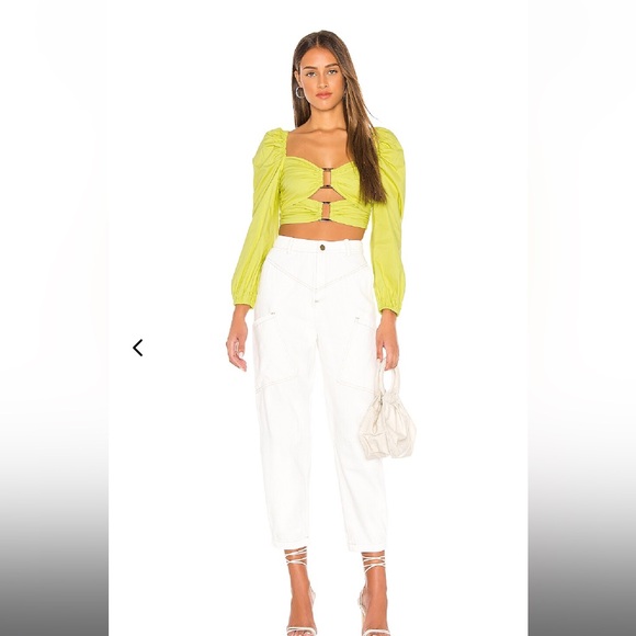 Lovers + Friends Tops - Lovers + Friends Delilah Crop Long Sleeve Lime Green Top Size Medium